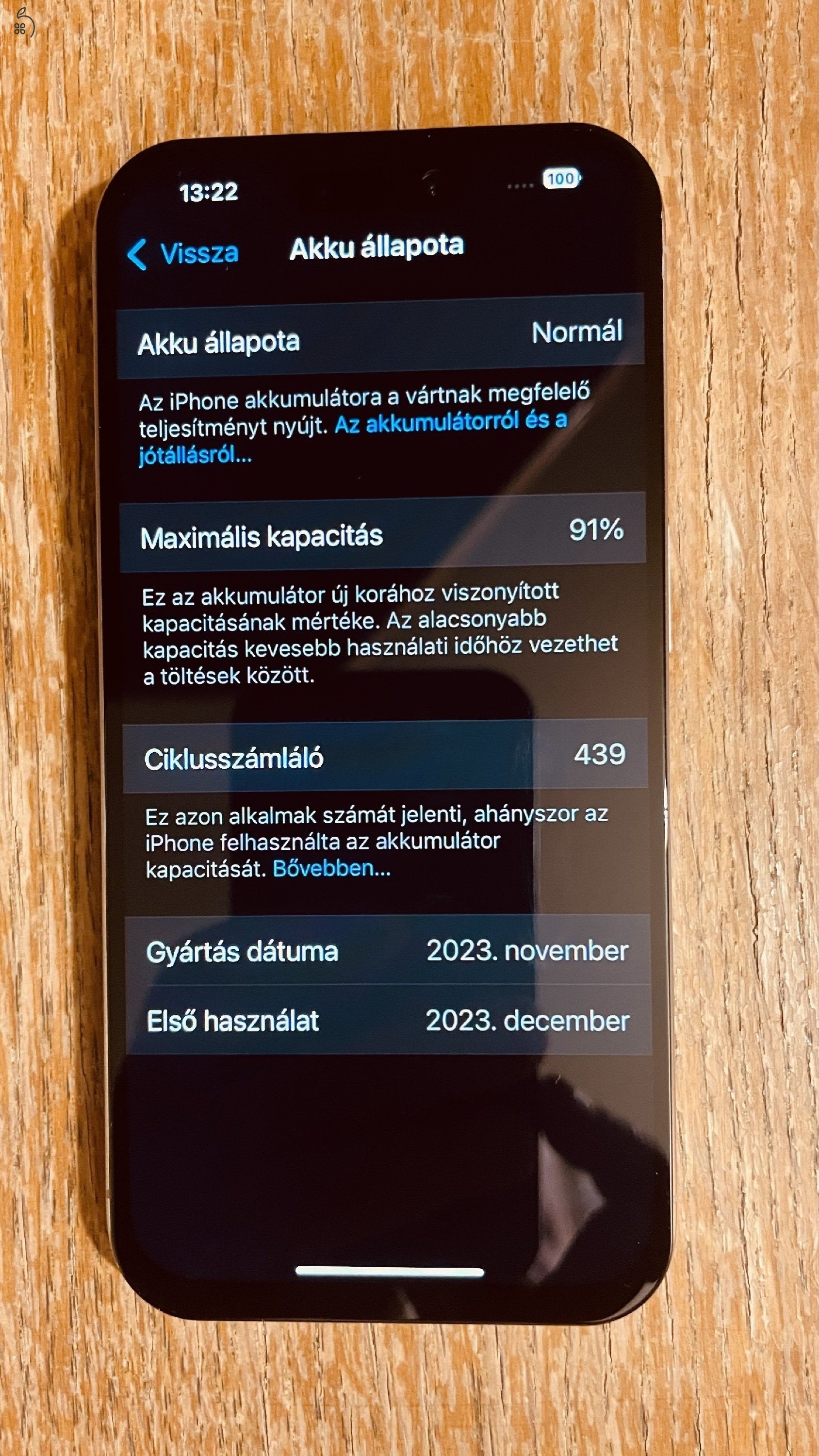 Iphone 15 Pro 512Gb, 91% akksi, új aftermarket kijelzővel