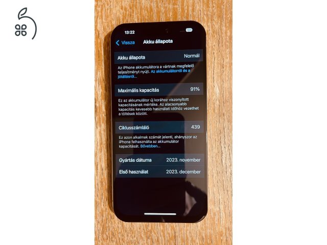 Iphone 15 Pro 512Gb, 91% akksi, új aftermarket kijelzővel