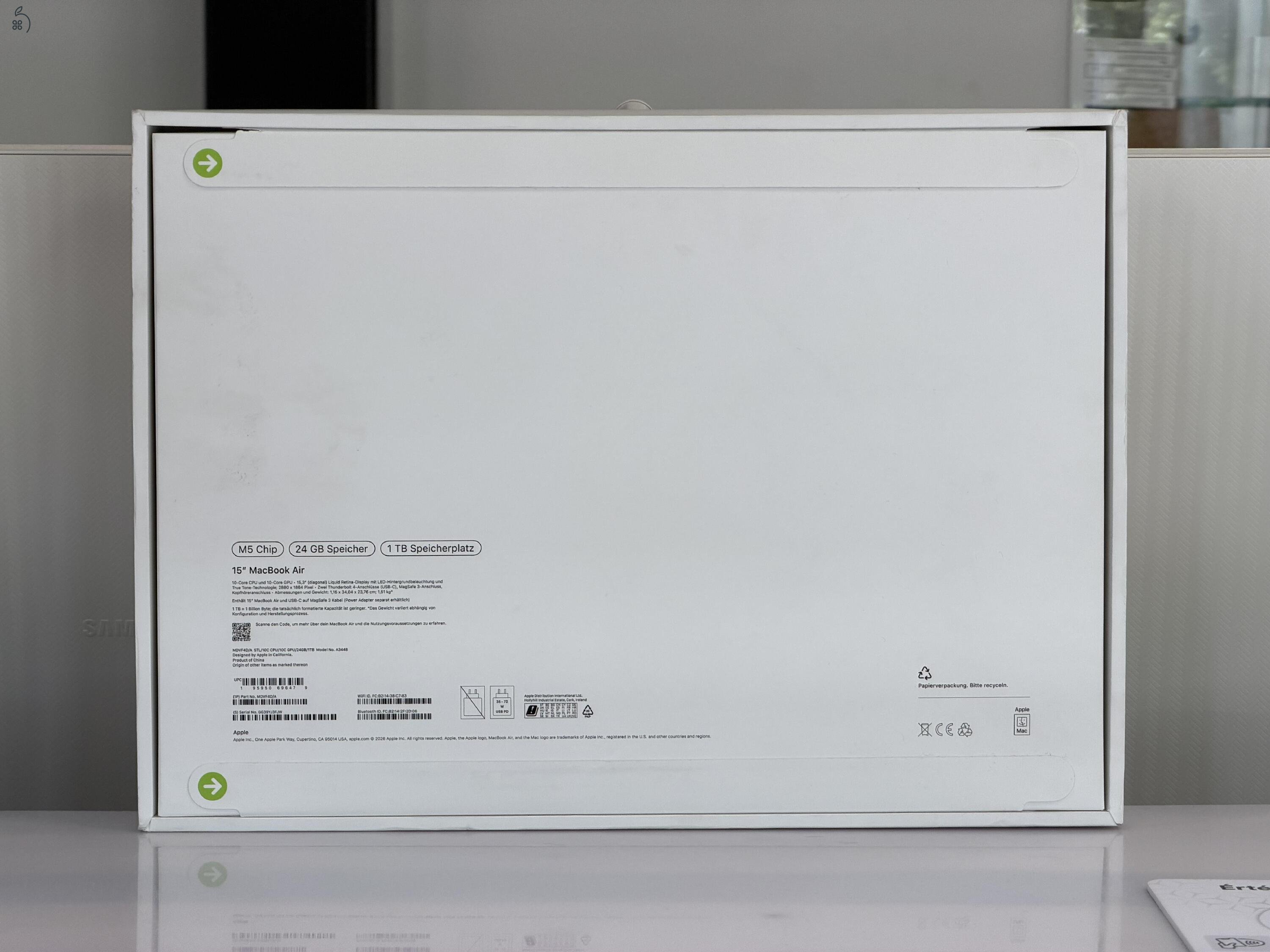 MACBOOK AIR 15” M5 • 24GB RAM • 1TB SSD • ÚJ • MAGYAR BILLENTYŰZET US-8055