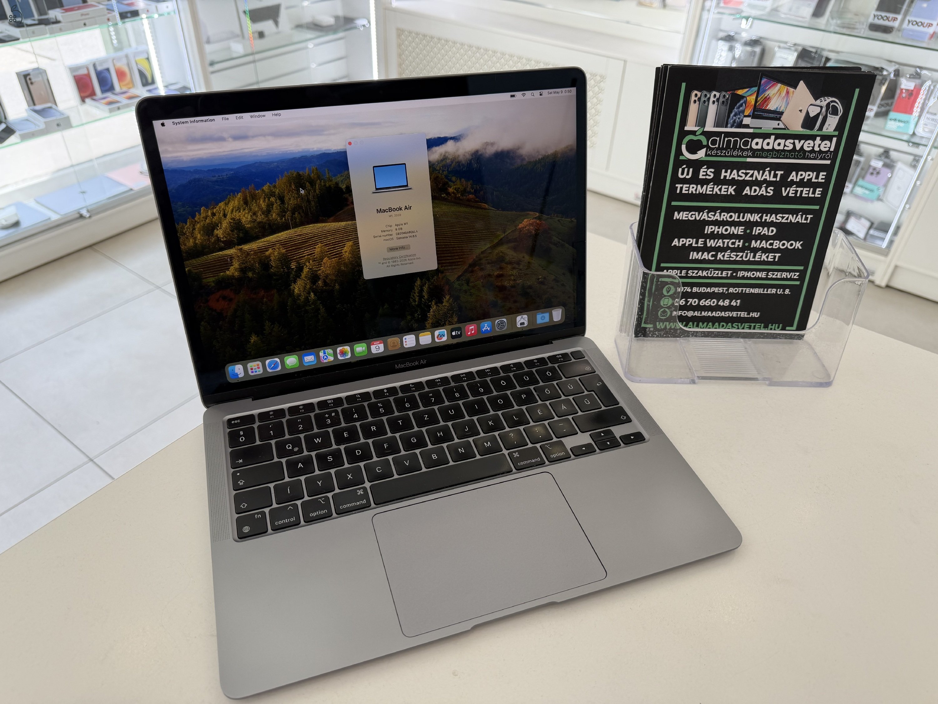 MacBook Air M1 Újszerű 8GB/256ssd/1 hónap gar./Akku 88%/Magyar/p4885