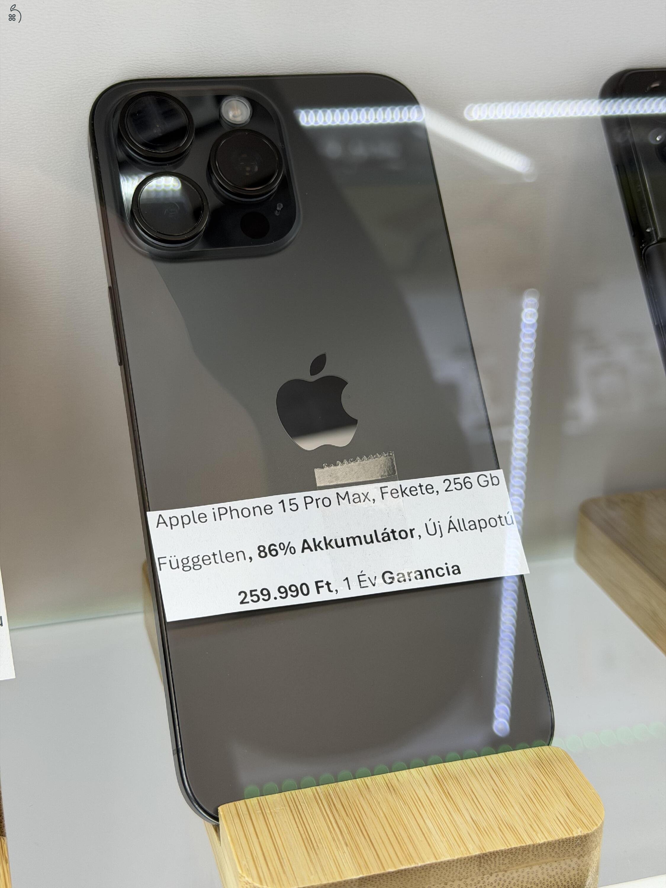 Apple iPhone 15 Pro Max, 256Gb, Kártyafüggetlen, Gyári Állapotú, 1 Év Garancia