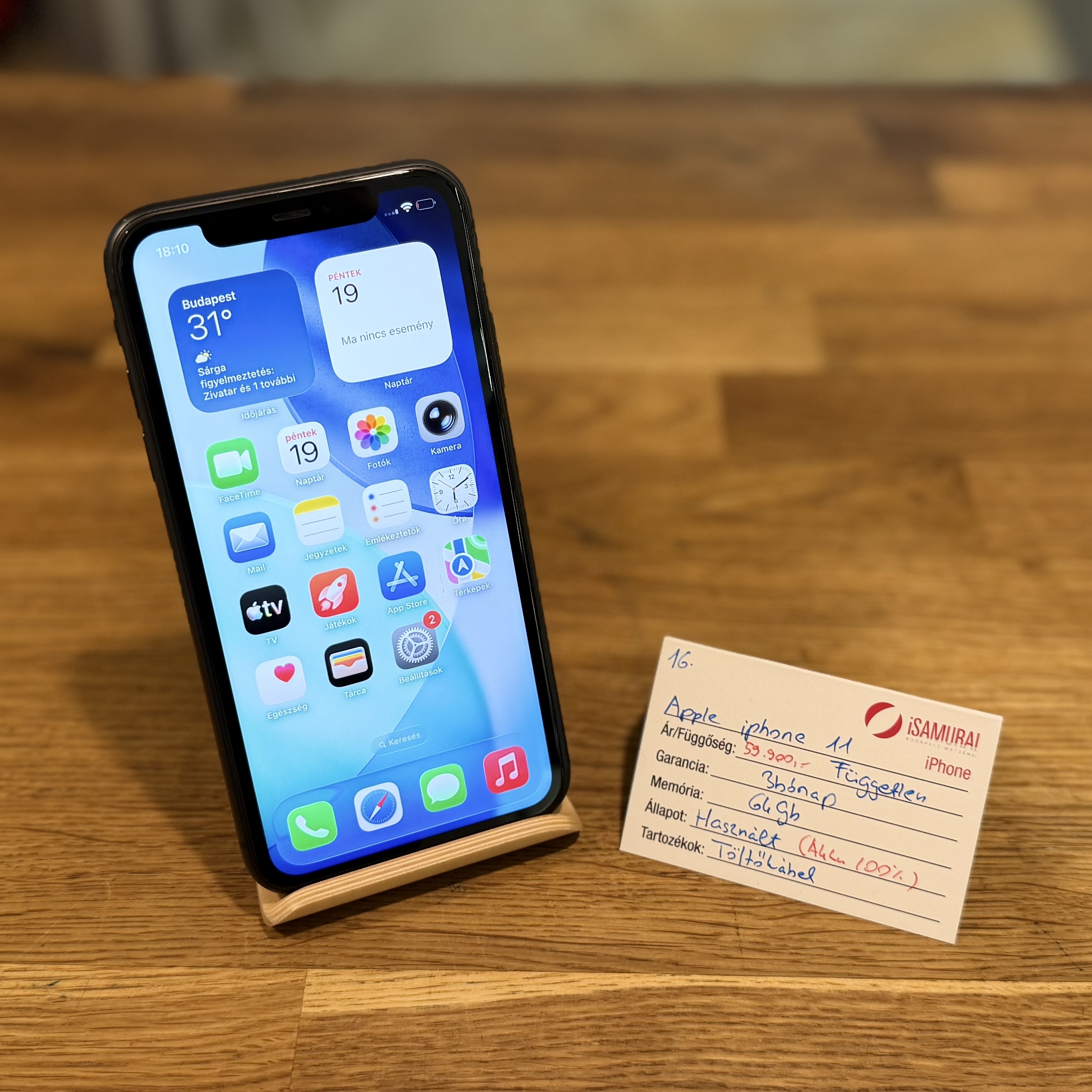Apple iPhone 11 - 64GB - fekete - 100% akku (16.)