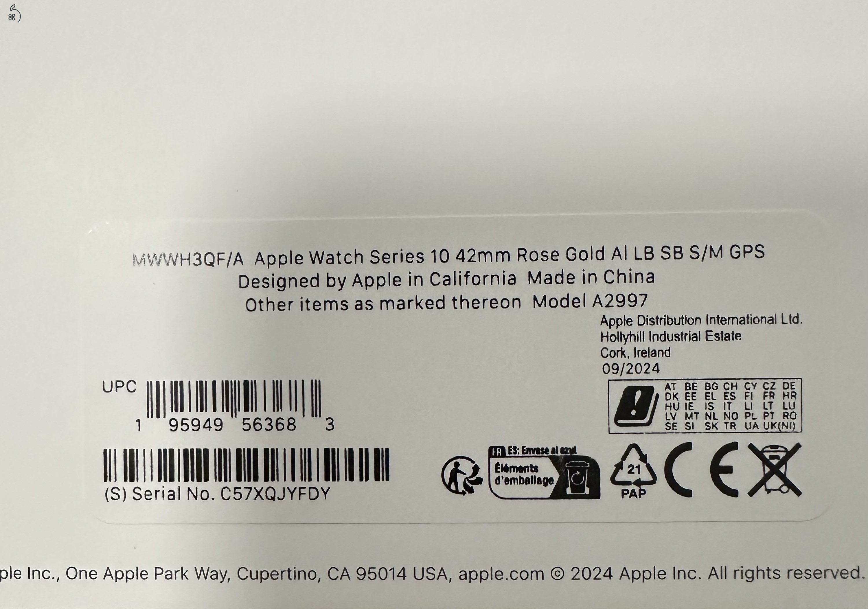 Apple watch 10 rosé gold 42mm