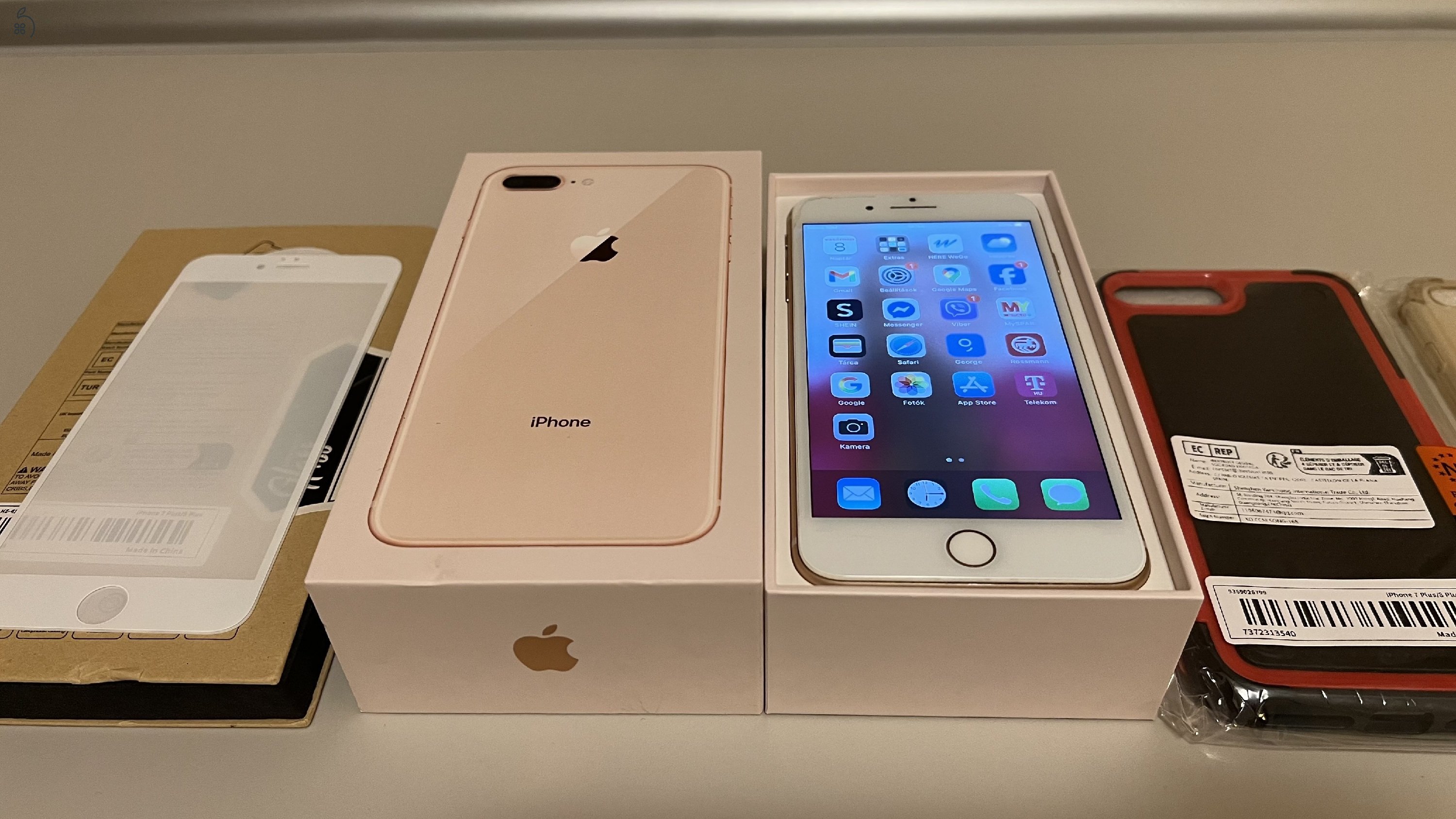 Iphone 8 plus 64 GB, rose gold, 75%, dobozos + kiegészítők