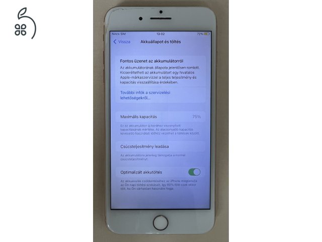 Iphone 8 plus 64 GB, rose gold, 75%, dobozos + kiegészítők
