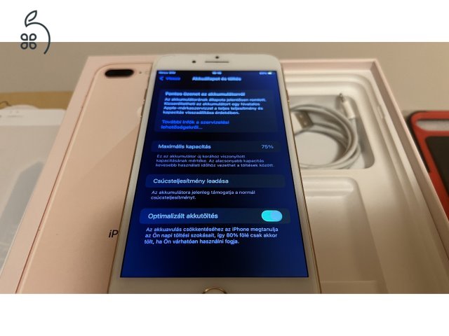 Iphone 8 plus 64 GB, rose gold, 75%, dobozos + kiegészítők