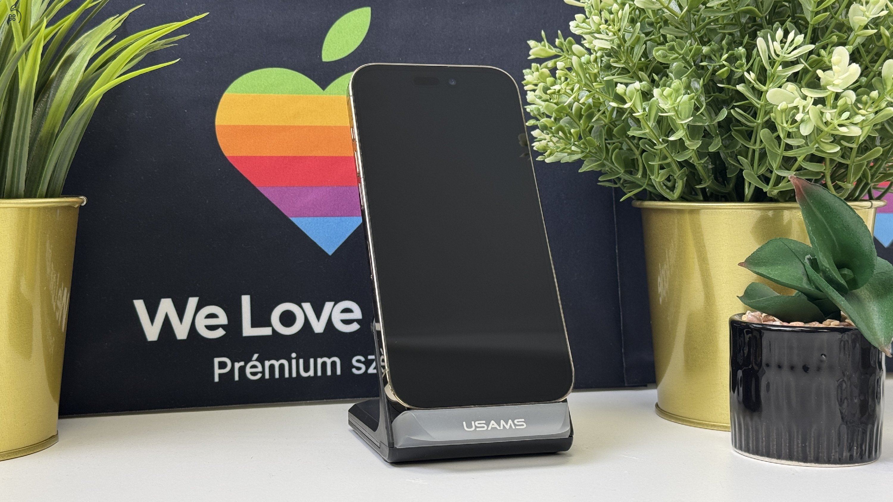  iPhone 14 Pro 128GB Arany, Független - Számla, 1ÉV Garancia 