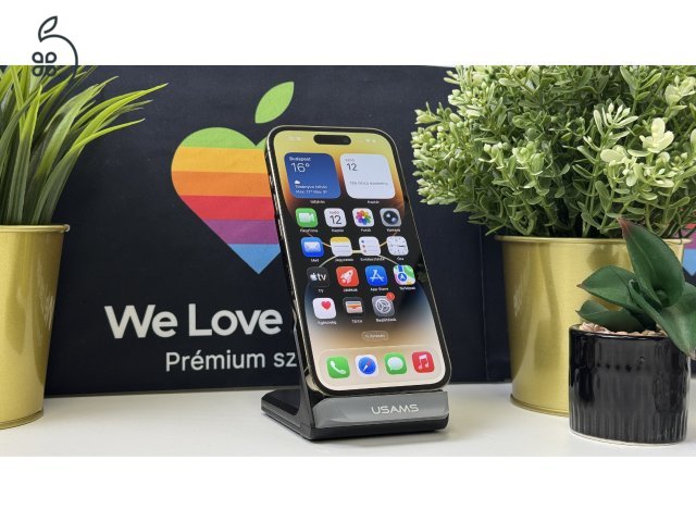  iPhone 14 Pro 128GB Arany, Független - Számla, 1ÉV Garancia 