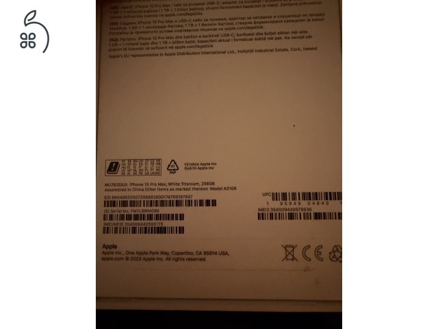 Iphone 15 Pro Max Fehér titán 256GB