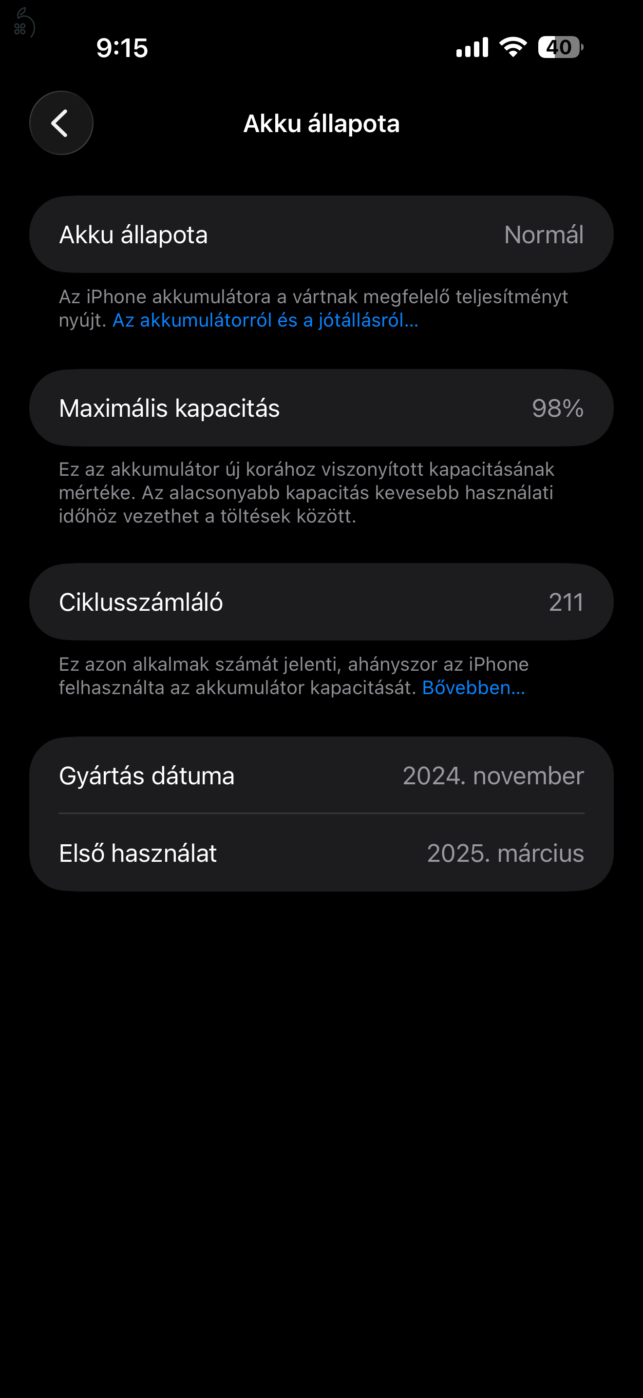 iPhone 16 Pro Max 256GB - 98% - Natúr Titán - 1Év Jótállás