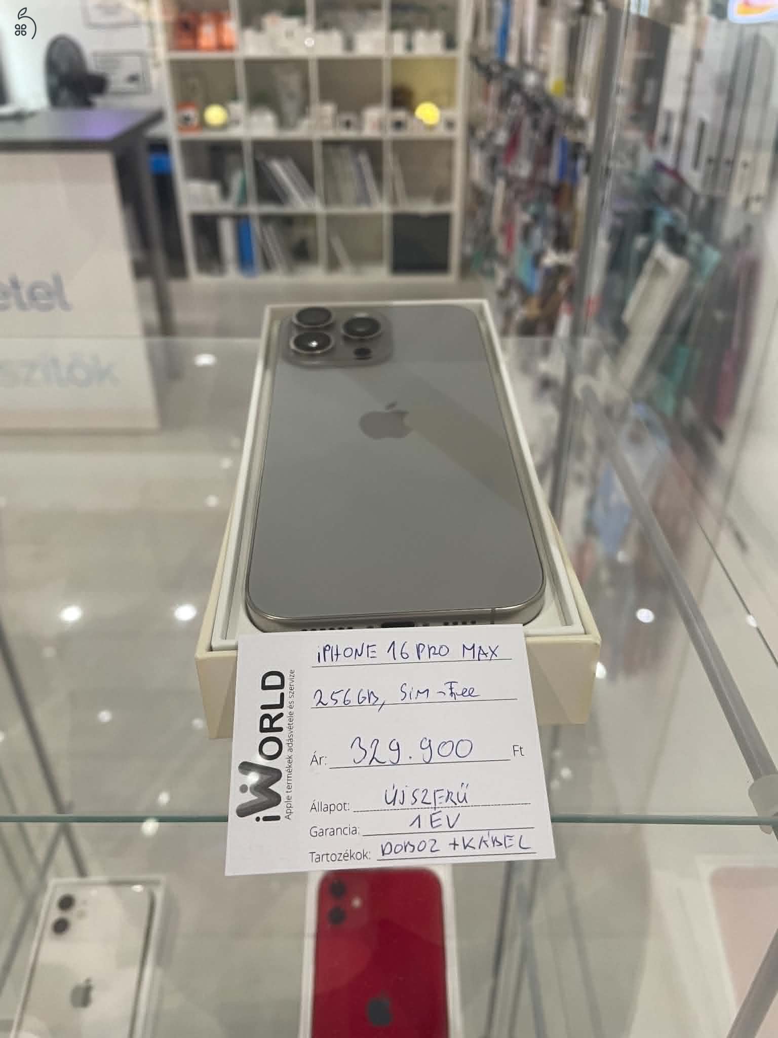 iPhone 16 Pro Max 256GB - 98% - Natúr Titán - Alkuképes - 1Év Jótállás 