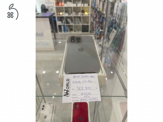 iPhone 16 Pro Max 256GB - 98% - Natúr Titán - Alkuképes - 1Év Jótállás 