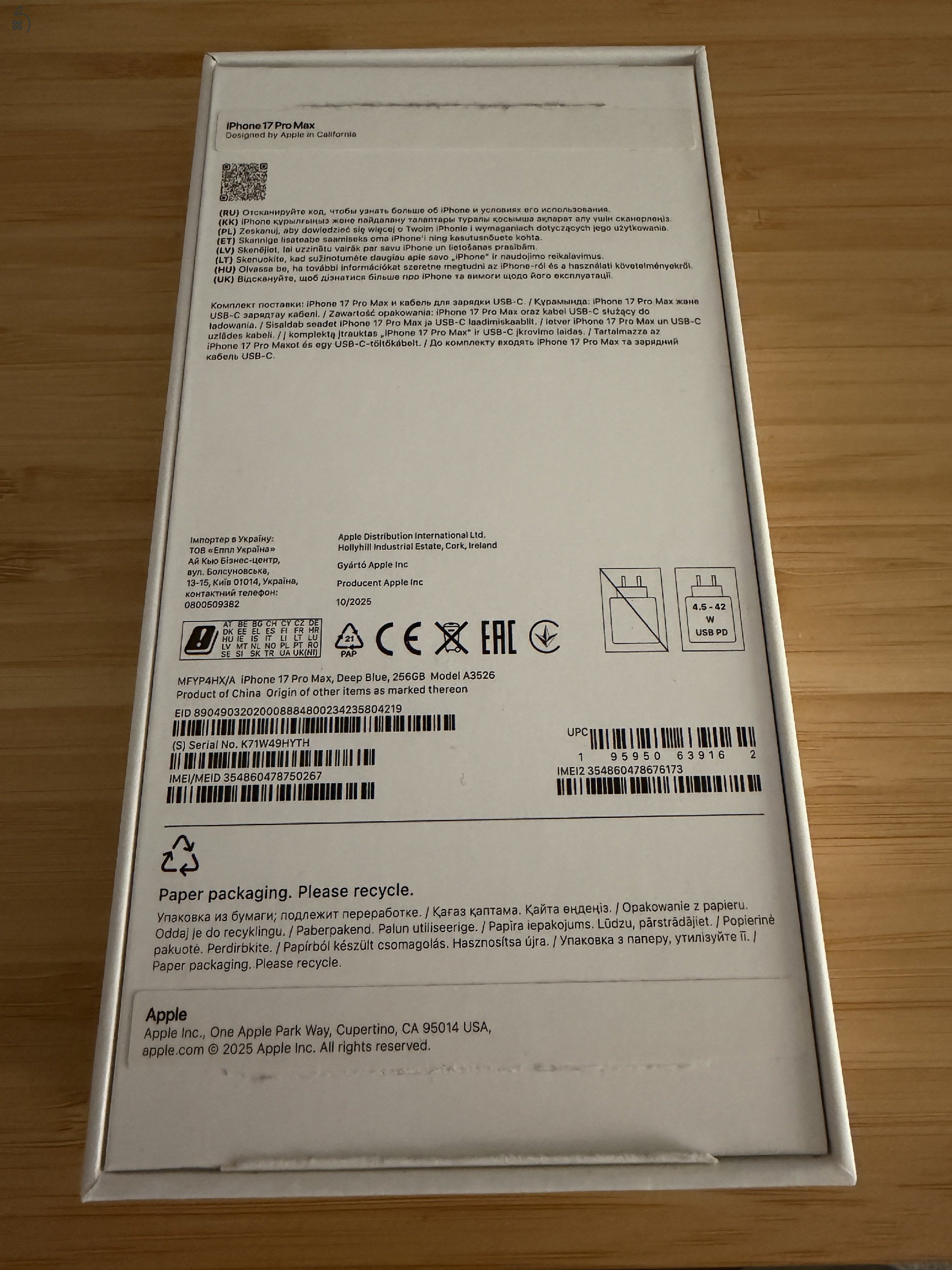 iPhone 17 Pro Max 256GB Deep Blue - garanciális