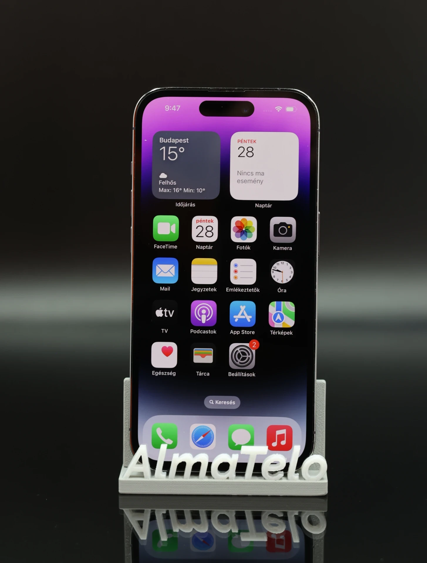 Apple iPhone 14 Pro eSIM 128 GB Deep Purple 100% akku - 12 HÓ GARANCIA