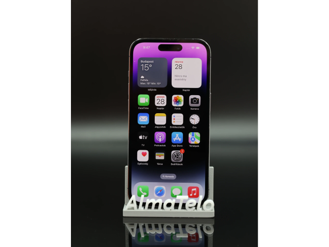 Apple iPhone 14 Pro eSIM 128 GB Deep Purple 100% akku - 12 HÓ GARANCIA