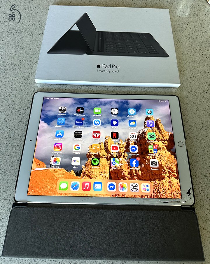 APPLE iPad Pro 12.9” GOLD – 2nd Gen + EREDETI Apple Smart Keyboard + 2 Prémium Cover ????????✨