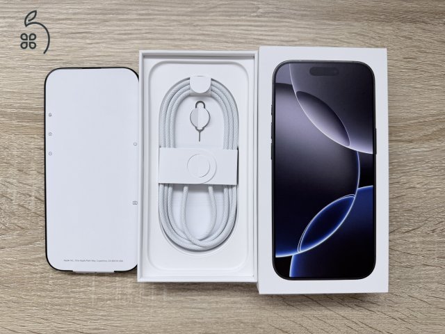 Újszerű, garanciális iPhone 16 Pro 128GB fekete titán mobiltelefon