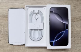 Újszerű, garanciális iPhone 16 Pro 128GB fekete titán mobiltelefon