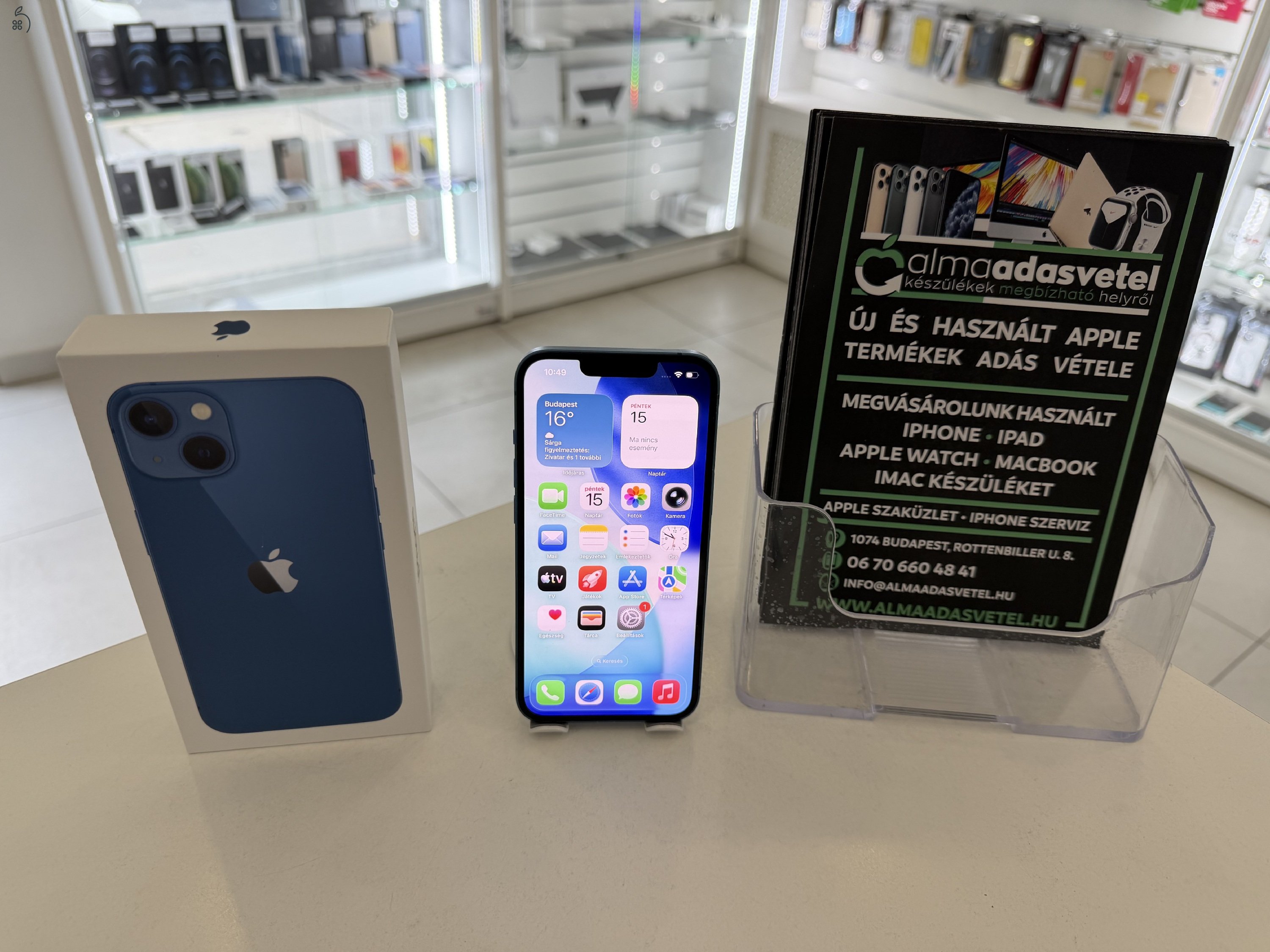 iPhone 13 128GB Független Újszerű/1 hónap gar./Akku 100%/p4889