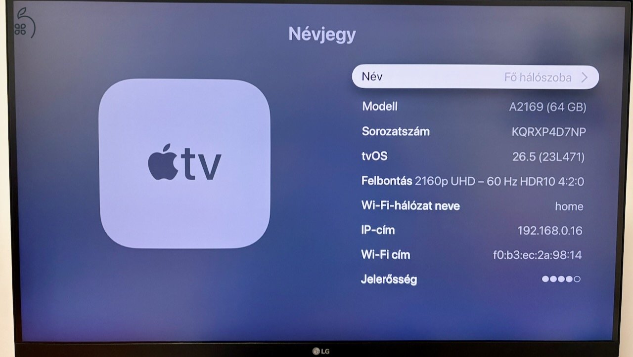 Apple TV 4K 2. generációs, 64 GB