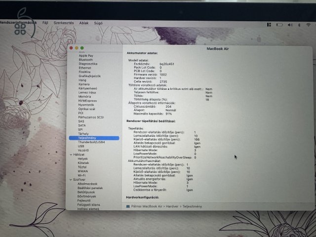 Apple MacBook Air 13 (2020) M1 8GB/256GB – újszerű, szép állapot – 91% akku (204 ciklus)