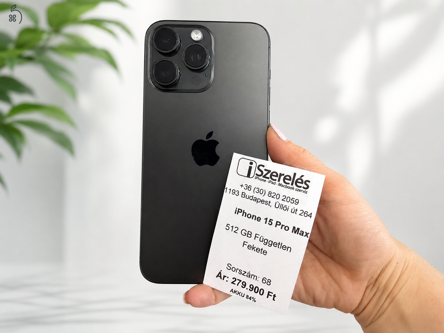 iPhone 15 Pro Max 512GB független fekete titán akku 84% (68) iSzerelés.hu