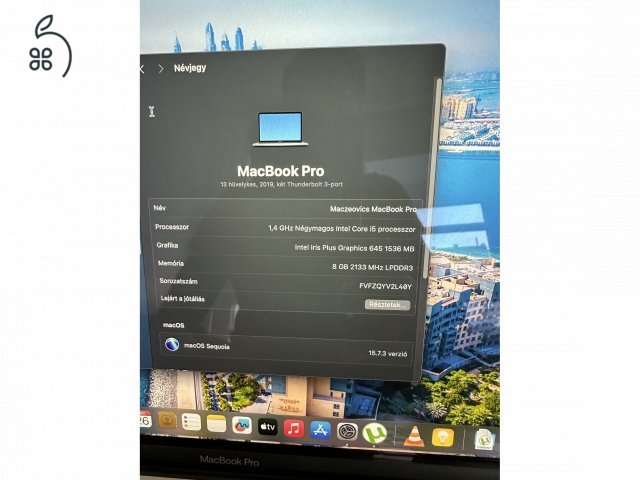  Macbook Pro 13 touchbar 2019 i5 8gb ram uj akksival