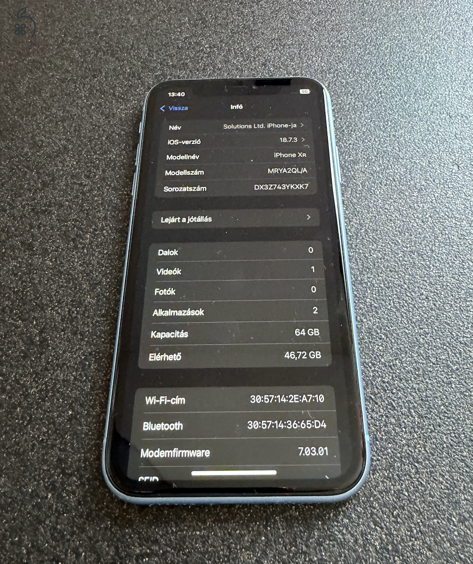Eladó iPhone XR 64GB
