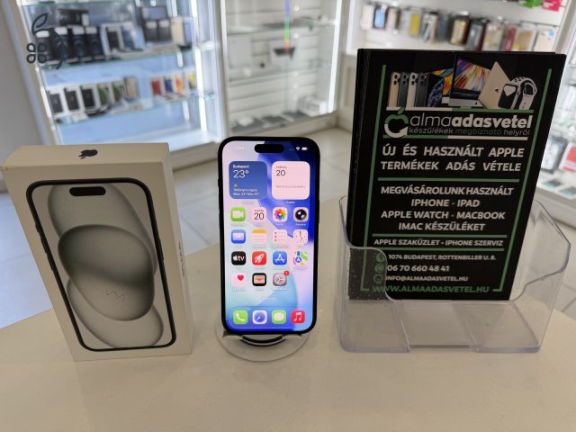 iPhone 15 128GB Független Újszerű/1-3 hónap gar./Akku 89%/p4897/