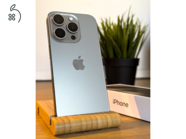iPhone 15 Pro 128GB - Titánszürke - Karcmentes (Csak eSIM!) + Ajándék Spigen tokok