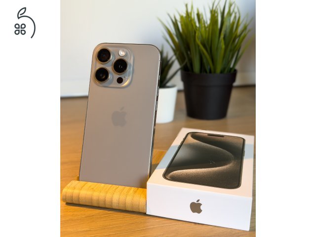 iPhone 15 Pro 128GB - Titánszürke - Karcmentes (Csak eSIM!) + Ajándék Spigen tokok