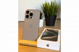 iPhone 15 Pro 128GB - Titánszürke - Karcmentes (Csak eSIM!) + Ajándék Spigen tokok
