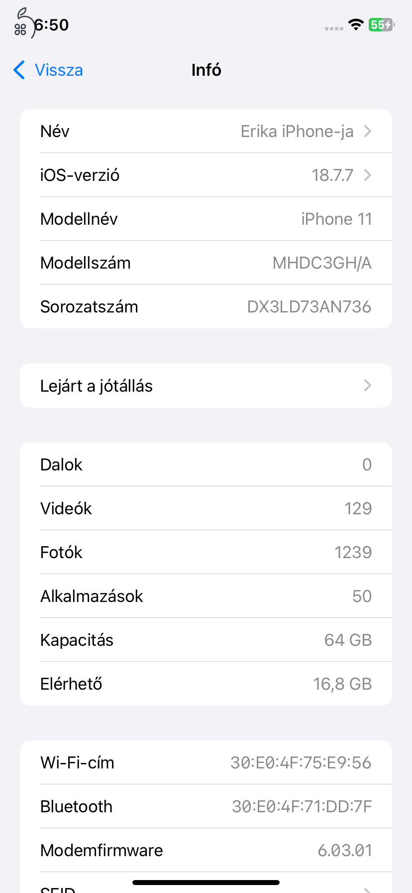 iPhone 11 64 GB - 83% akku - IOS 18.7.7