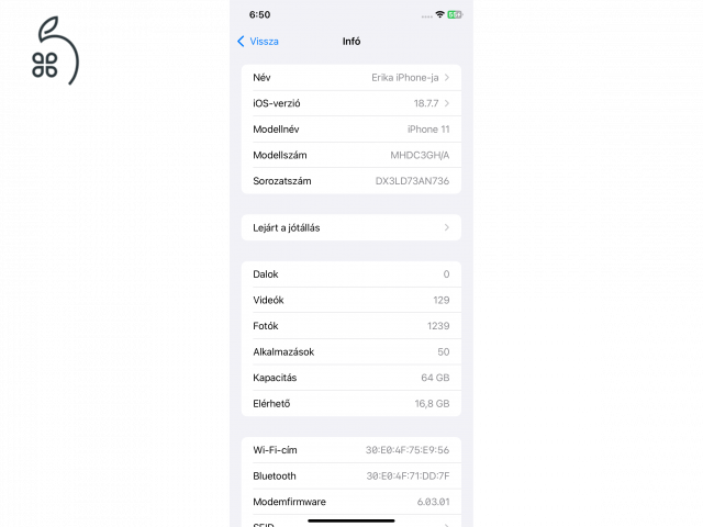 iPhone 11 64 GB - 83% akku - IOS 18.7.7