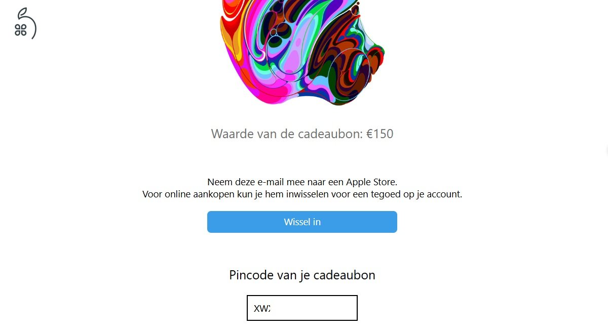 150 EUR-s Apple Store elektronikus voucher/utalvány  35.000 forintért, CSAK HOLLAND APPLE STORE-ban felhasználható