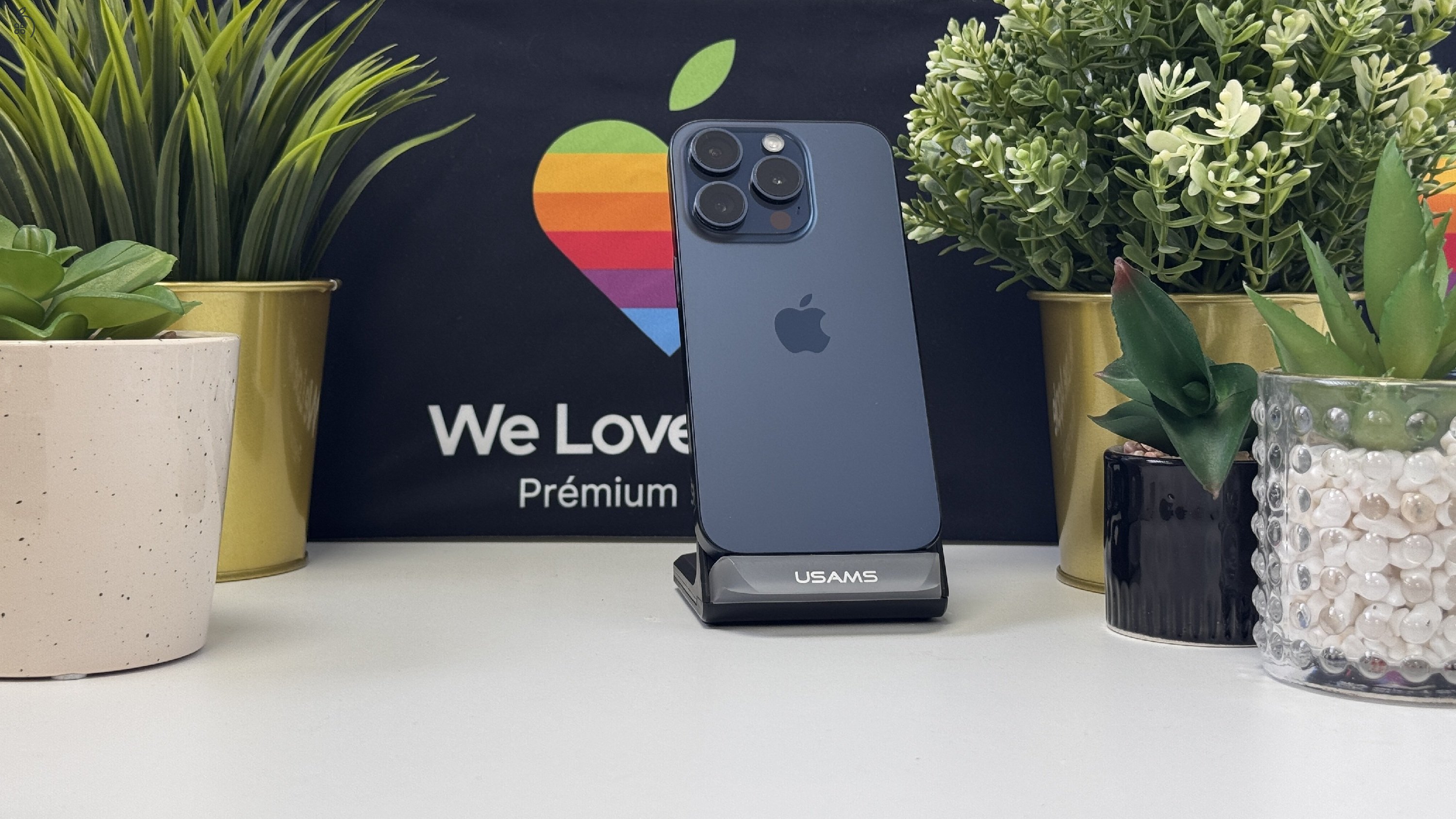  iPhone 15 Pro 128GB Kék Titán, Független - Számla, 1ÉV Garancia 