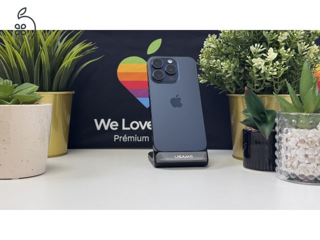  iPhone 15 Pro 128GB Kék Titán, Független - Számla, 1ÉV Garancia 