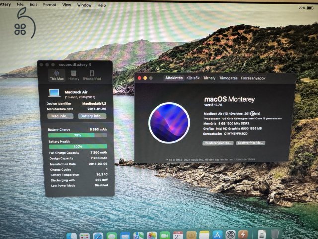 MacBook Air 2015 i5/8GB/128GB új akkumulátor