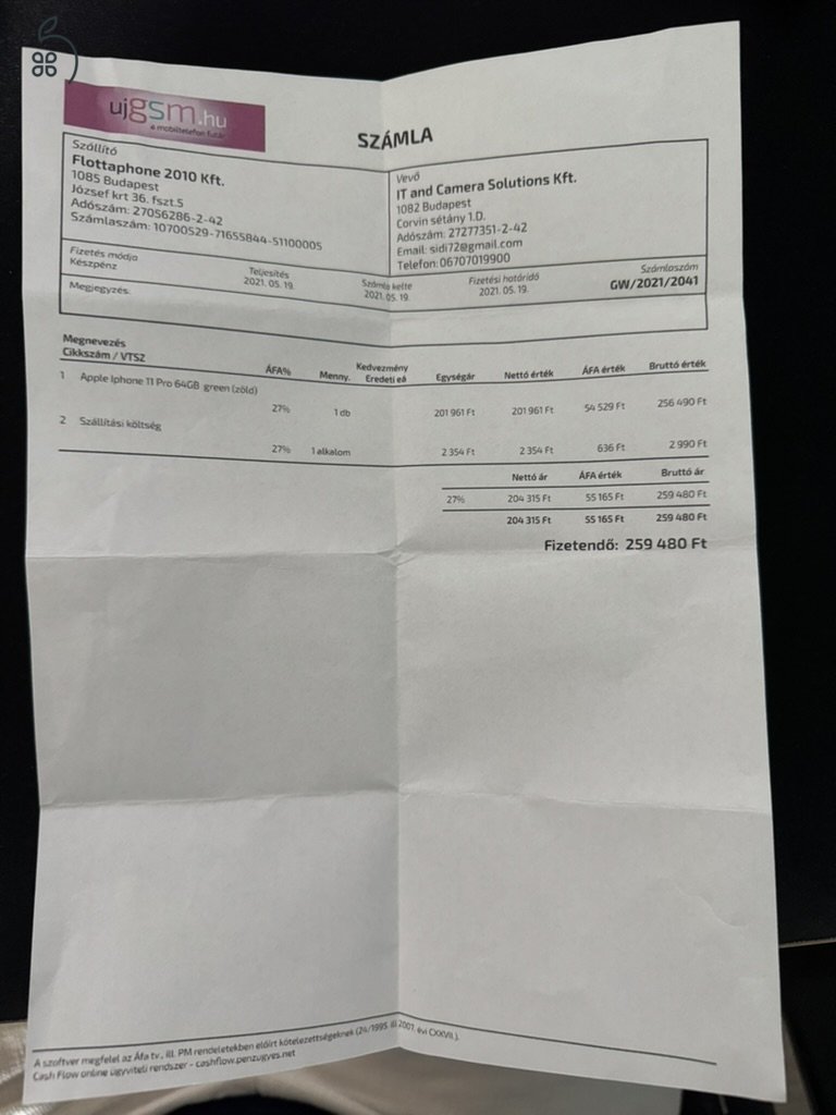 IPHONE 11 Pro 64 GB Midnight Green Karcmentes Kijelzővel