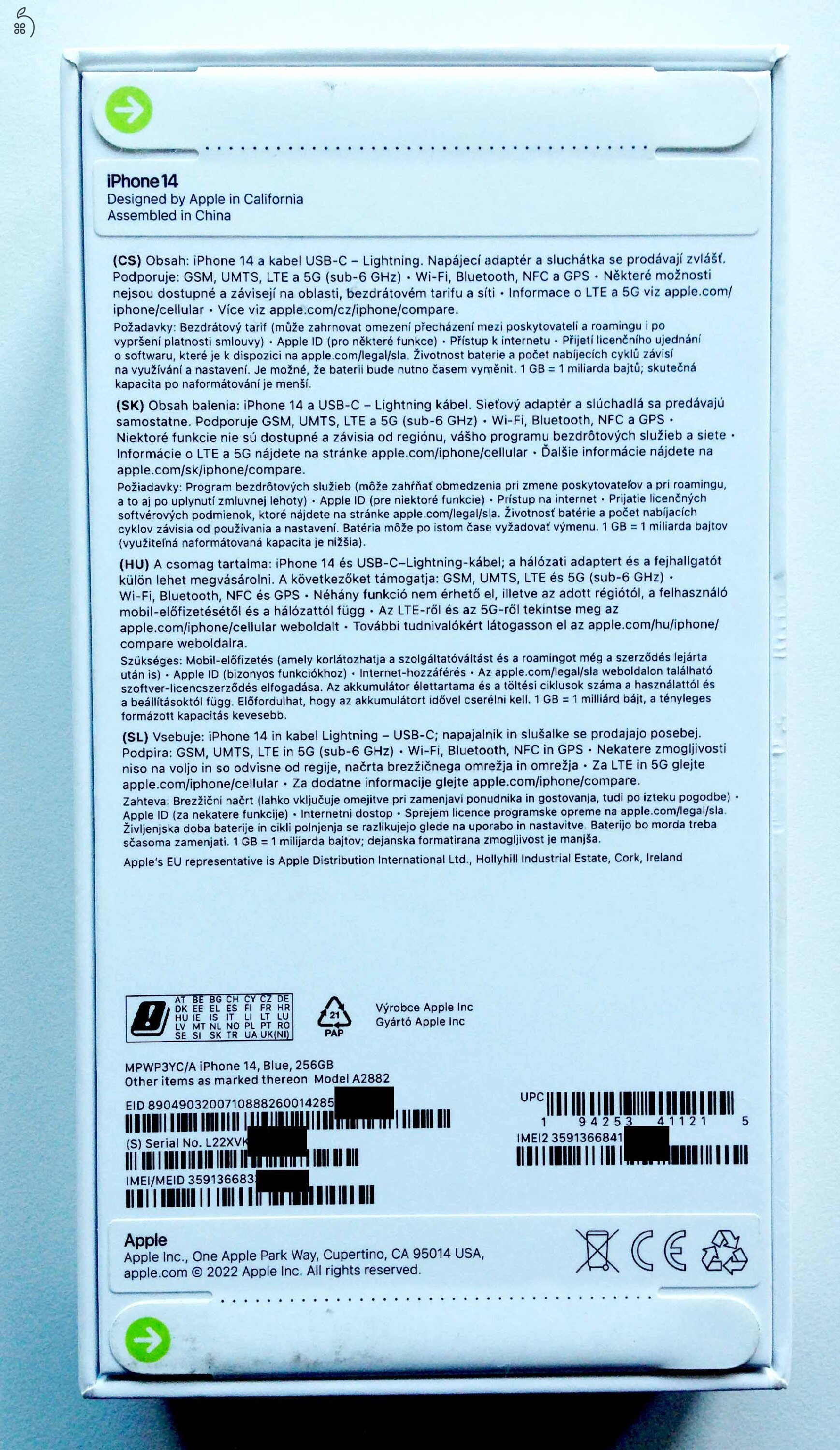 Vadonatúj, BONTATLAN iPhone 14 256GB - Blue (Kék) Érintetlen gyári fóliában!