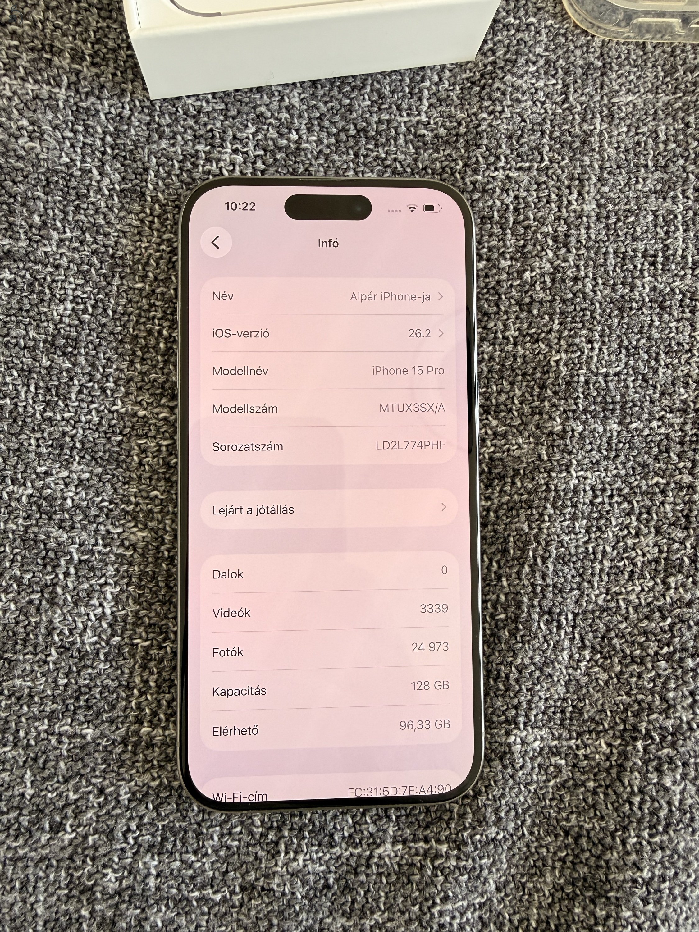 iPhone 15 Pro 128GB – Natural Titanium – Hibátlan állapot