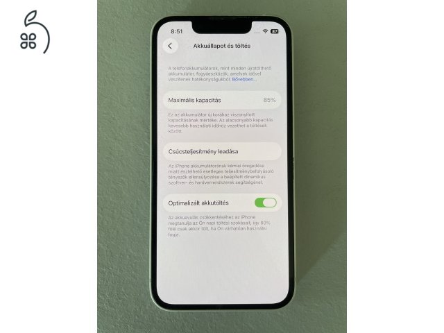iPhone 13 mini 128GB fehér, sérülésmentes, 85% akku