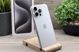 Hibátlan iPhone 15 Pro Max White Titanium E-SIM 256GB 2 ÉV Garanciával 90%