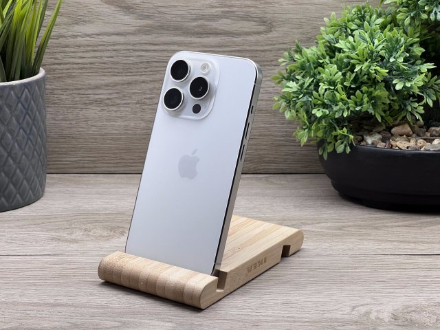 Hibátlan iPhone 15 Pro White Titanium E-SIM 256GB 2 ÉV Garanciával 100%