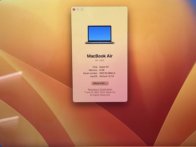 MacBook Air 2020 M1 13”256GB 8GB 2 ÉV Garanciával