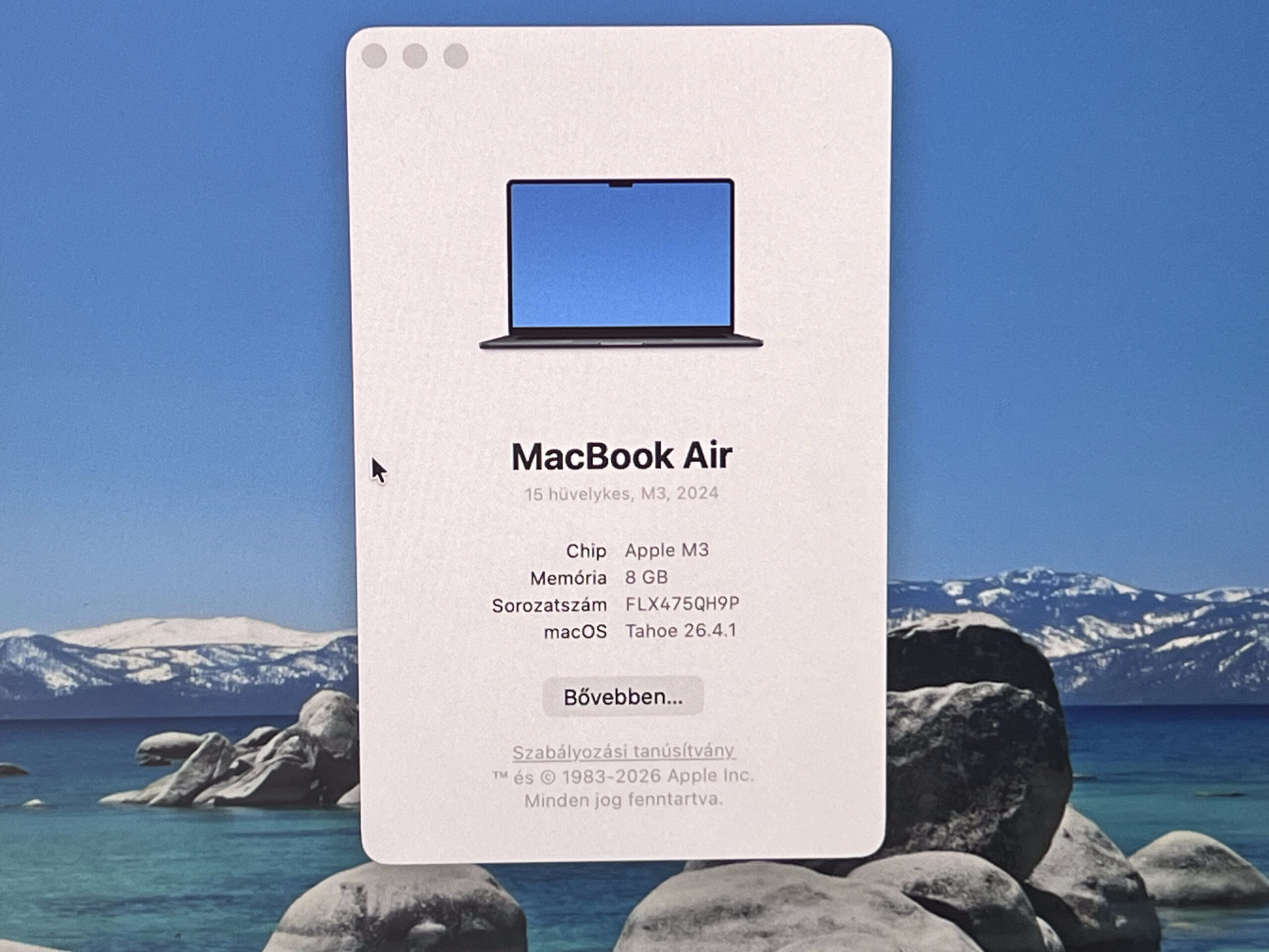 Hibátlan MacBook Air 2024  M3 15” 256GB 8GB 2 ÉV Garanciával 100%