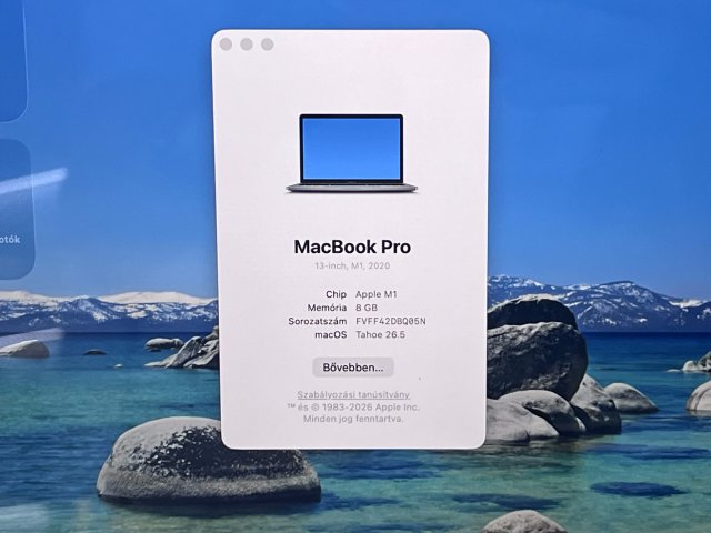 Hibátlan MacBook Pro 2020 M1 13” 256GB 8GB 2 ÉV Garanciával 93%