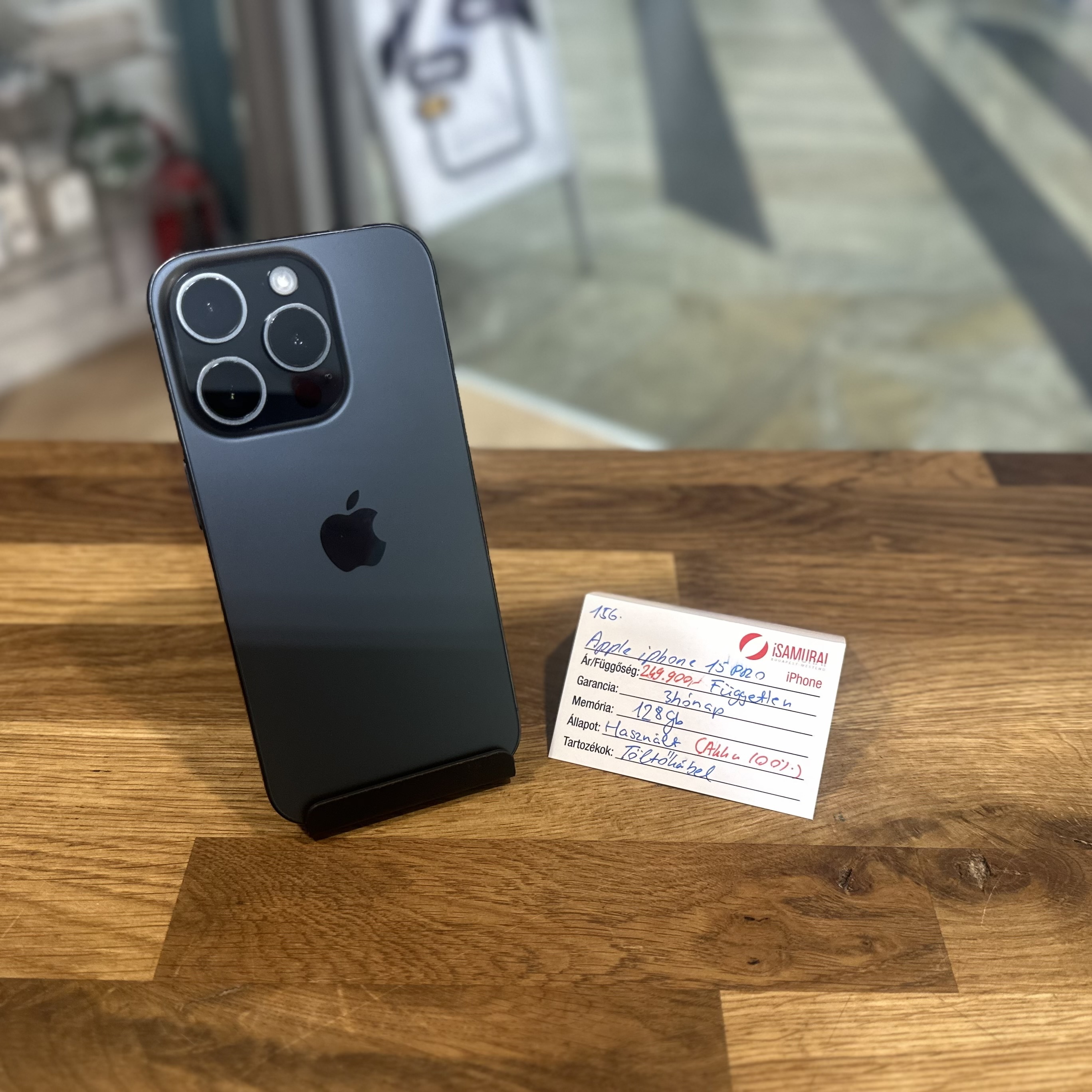 Apple iPhone 15 Pro - 128 GB - Akku 100% - Fekete Titán ( 156.)