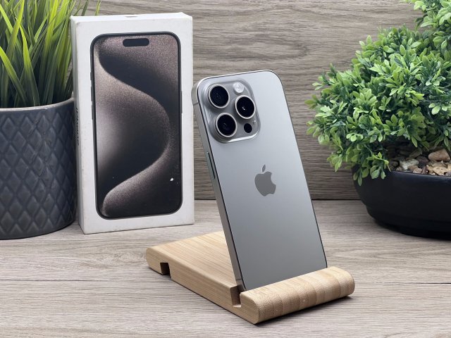 Hibátlan iPhone 15 Pro Natural Titanium 128GB 2 ÉV Garanciával 91%