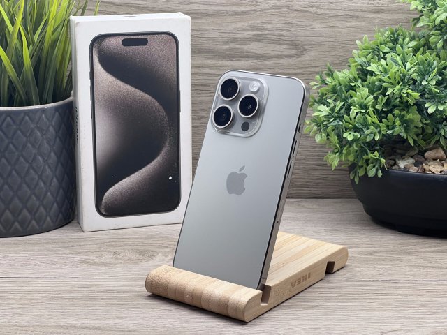 Hibátlan iPhone 15 Pro Natural Titanium 128GB 2 ÉV Garanciával 91%